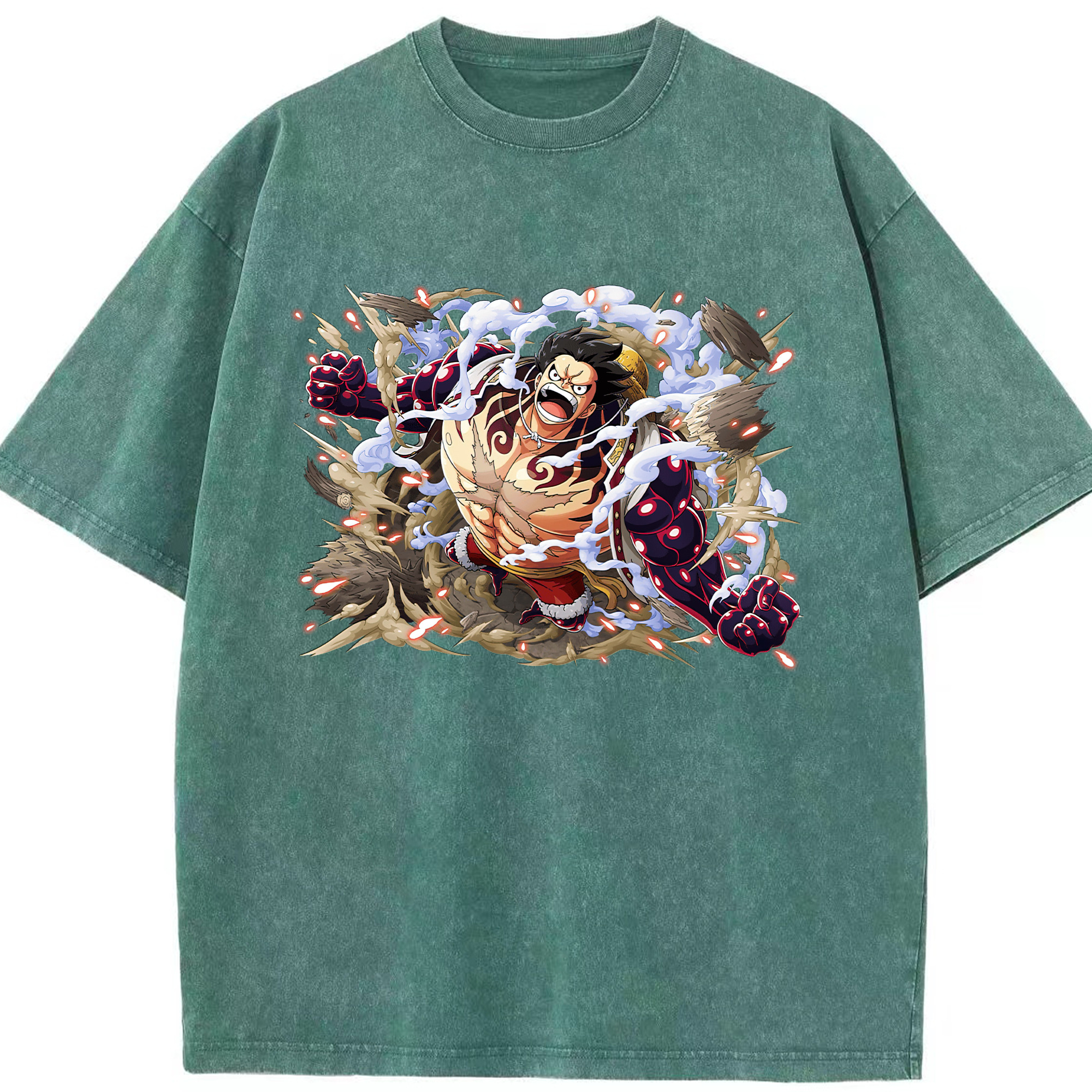 ワンピース モンキー・D・ルフィ ONE PIECE Monkey D. Luffy 綿100% ヴィンテージ風 半袖Tシャツ（フロントプリント）